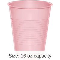 240/Case Bulk Classic Pink 16 oz Plastic Cups