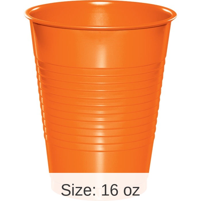 240/Case Bulk Sunkissed Orange 16 oz Plastic Cups