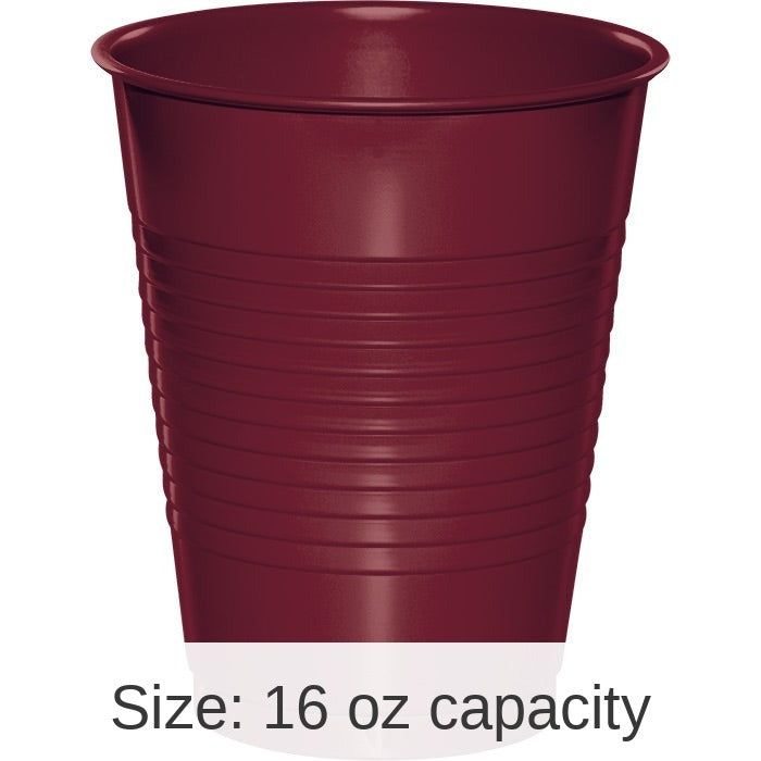 240/Case Bulk Burgundy 16 oz Plastic Cups