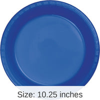 240/Case Bulk Cobalt Blue Plastic Banquet Plates 10.25 inch