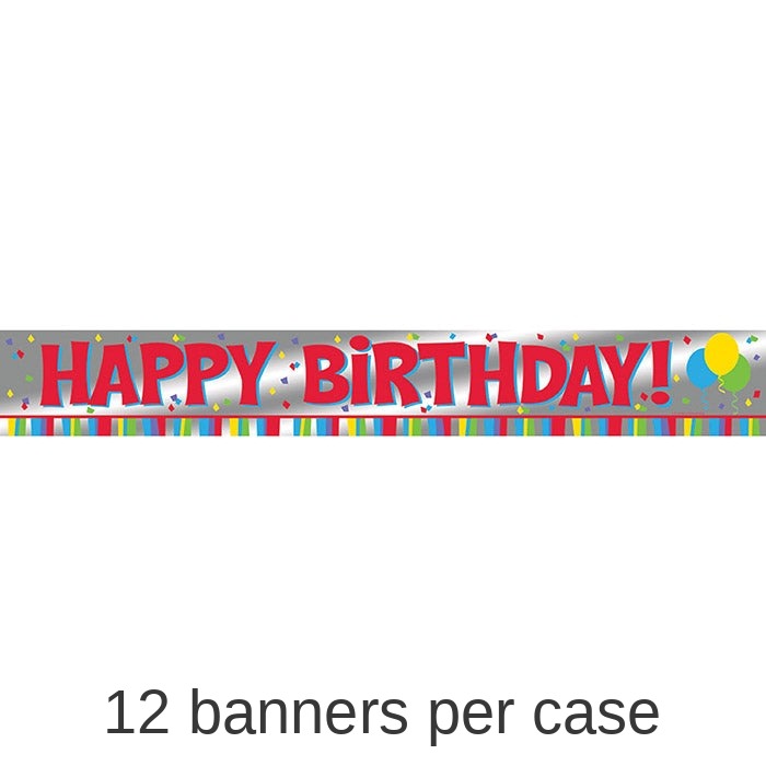 12/Case Bulk Value Friendly Happy Birthday Foil Banner