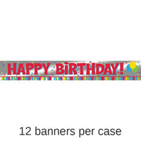 12/Case Bulk Value Friendly Happy Birthday Foil Banner