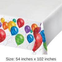 6/Case Bulk Balloon Blast Plastic Tablecover 54 inch x102 inch , Border Print