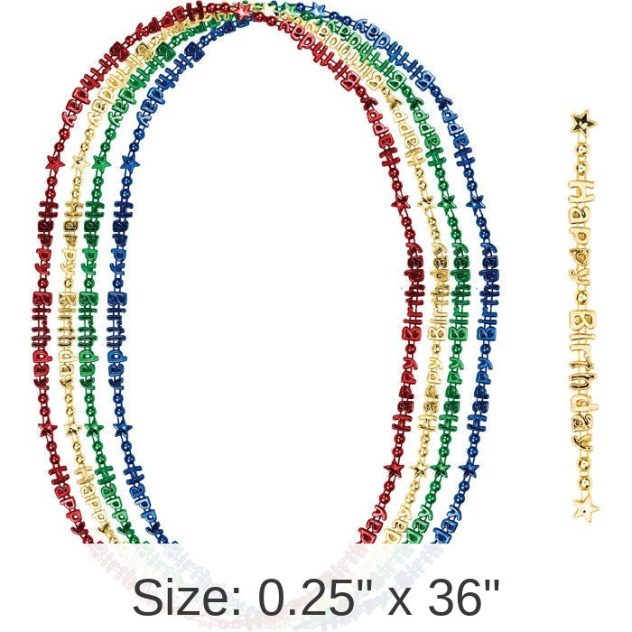 48/Case Bulk Happy Birthday Necklaces