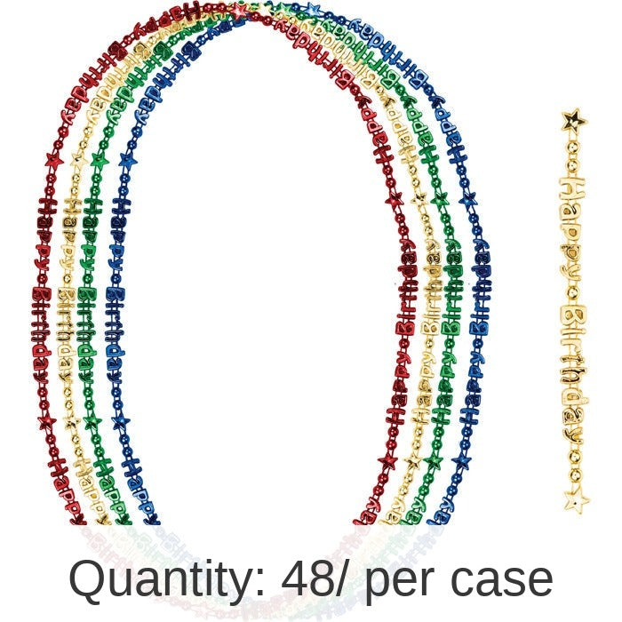 48/Case Bulk Happy Birthday Necklaces