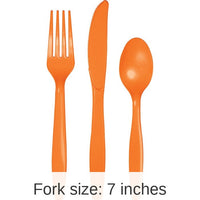 216/Case Bulk Sunkissed Orange Value Friendly Assorted Plastic Cutlery