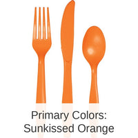 216/Case Bulk Sunkissed Orange Value Friendly Assorted Plastic Cutlery