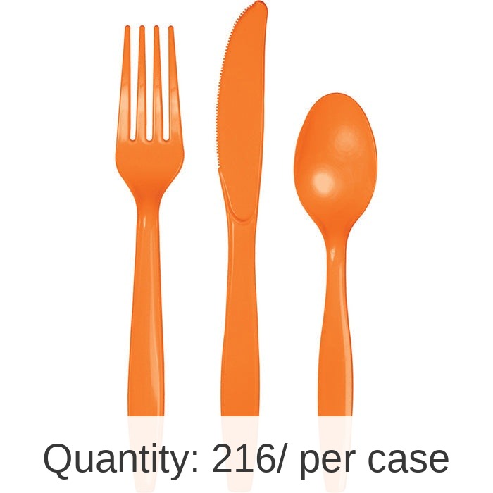 216/Case Bulk Sunkissed Orange Value Friendly Assorted Plastic Cutlery