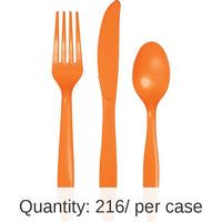 216/Case Bulk Sunkissed Orange Value Friendly Assorted Plastic Cutlery