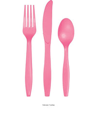 216/Case Bulk Candy Pink Value Friendly Assorted Plastic Cutlery