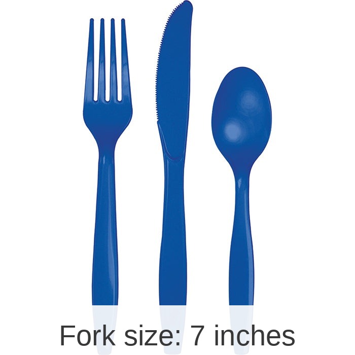 216/Case Bulk Cobalt Blue Value Friendly Assorted Plastic Cutlery