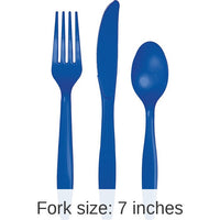 216/Case Bulk Cobalt Blue Value Friendly Assorted Plastic Cutlery