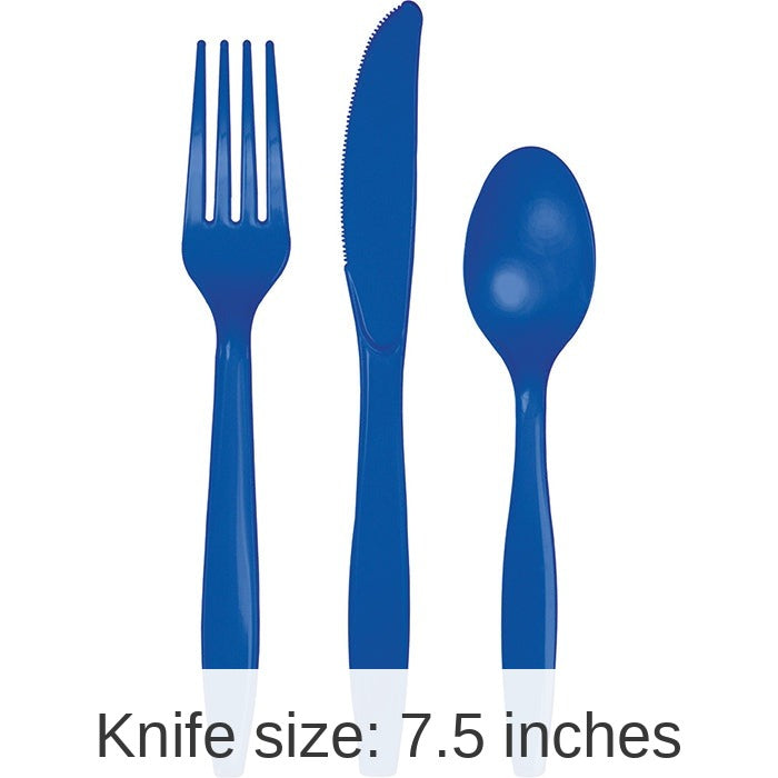 216/Case Bulk Cobalt Blue Value Friendly Assorted Plastic Cutlery