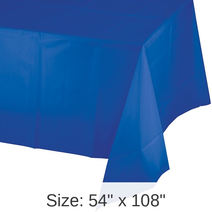 12/Case Bulk Cobalt Blue Value Friendly Plastic Table Cover