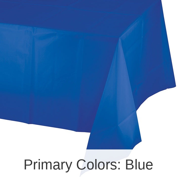 12/Case Bulk Cobalt Blue Value Friendly Plastic Table Cover