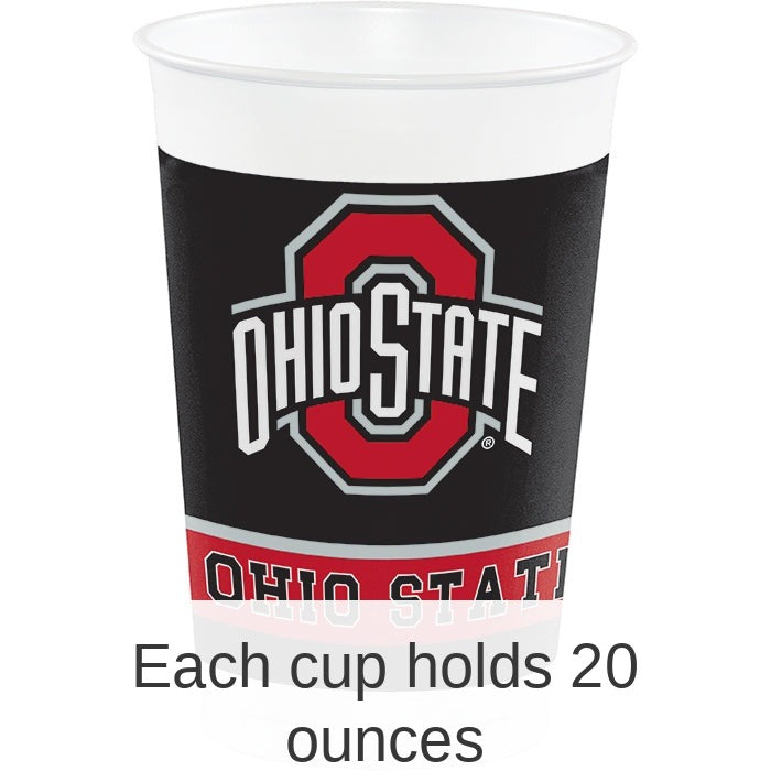 96/Case Bulk Ohio State Buckeyes 20 oz Plastic Cups