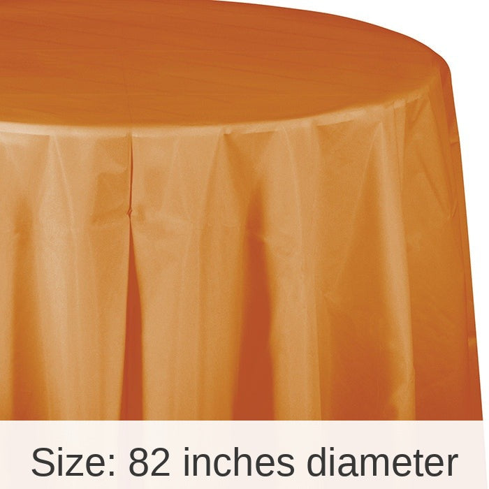 12/Case Bulk Pumpkin Spice Orange Round Plastic 82 inch Table Covers