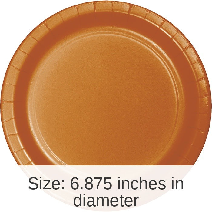 240/Case Bulk Pumpkin Spice Orange Paper 6.75 inch Dessert Plates
