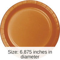 240/Case Bulk Pumpkin Spice Orange Paper 6.75 inch Dessert Plates