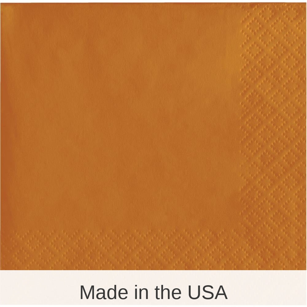 600/Case Bulk Pumpkin Spice Orange Beverage Napkins 2 Ply