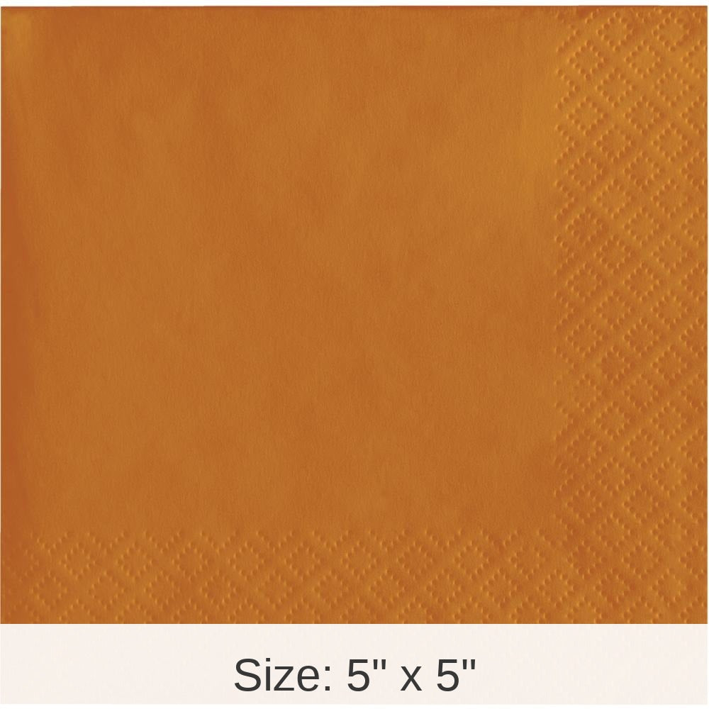 600/Case Bulk Pumpkin Spice Orange Beverage Napkins 2 Ply