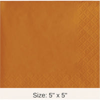 600/Case Bulk Pumpkin Spice Orange Beverage Napkins 2 Ply