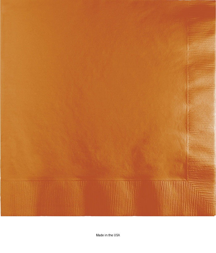 600/Case Bulk Pumpkin Spice Orange Luncheon Napkins 2 Ply