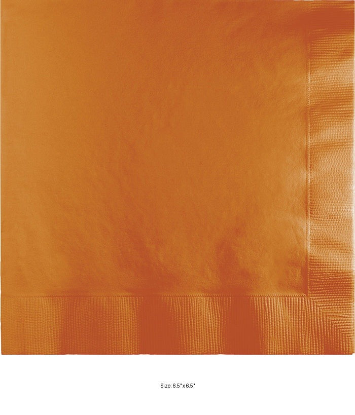 600/Case Bulk Pumpkin Spice Orange Luncheon Napkins 2 Ply