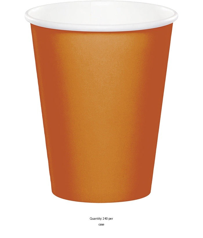 240/Case Bulk Pumpkin Spice Orange 9 oz Hot & Cold Cups