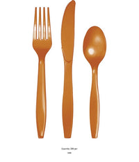 288/Case Bulk Pumpkin Spice Orange Assorted Plastic Cutlery