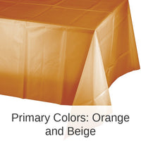 12/Case Bulk Pumpkin Spice Orange Plastic Table Covers 54 inch x 108 inch