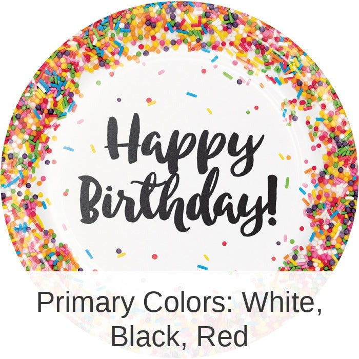 96/Case Bulk Confetti Sprinkles Dinner Plates