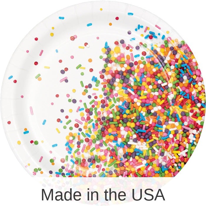 96/Case Bulk Confetti Sprinkles Dessert Plates