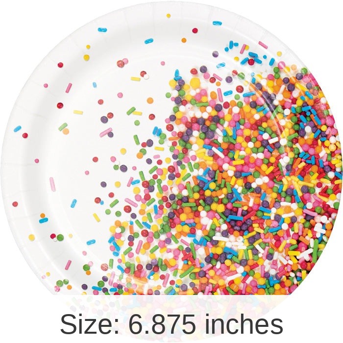 96/Case Bulk Confetti Sprinkles Dessert Plates