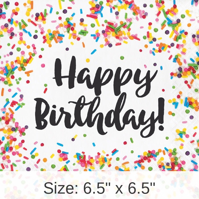 192/Case Bulk Confetti Sprinkles Birthday Luncheon Napkins