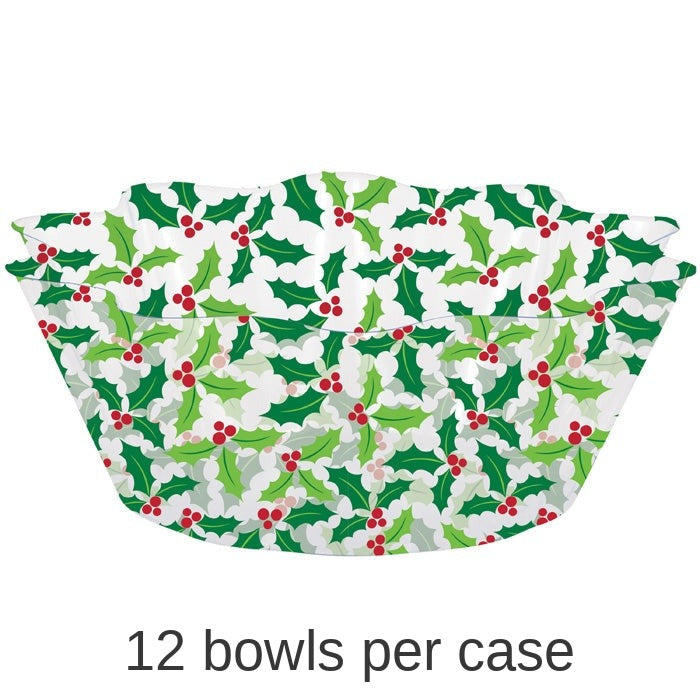 12/Case Bulk Holly Fluted Plastic Bowls