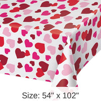 12/Case Bulk Valentine's Day Hearts Plastic Table Covers