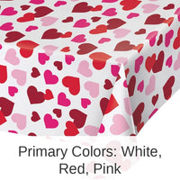 12/Case Bulk Valentine's Day Hearts Plastic Table Covers