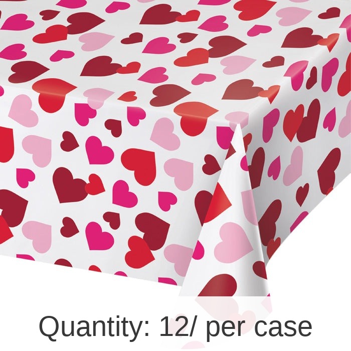 12/Case Bulk Valentine's Day Hearts Plastic Table Covers