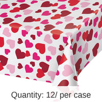 12/Case Bulk Valentine's Day Hearts Plastic Table Covers