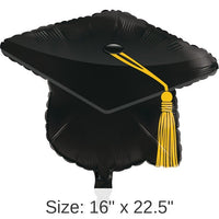 10/Case Bulk Black Graduation Cap Mylar Balloons