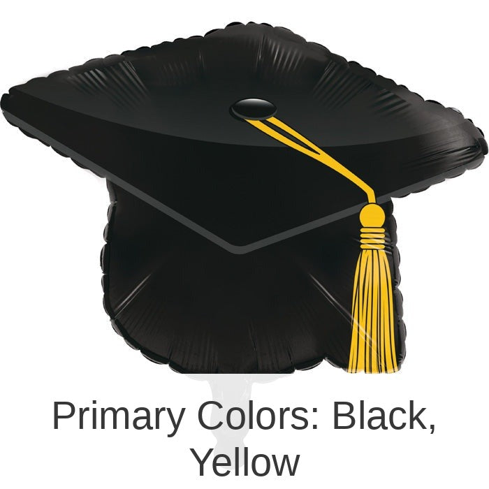 10/Case Bulk Black Graduation Cap Mylar Balloons