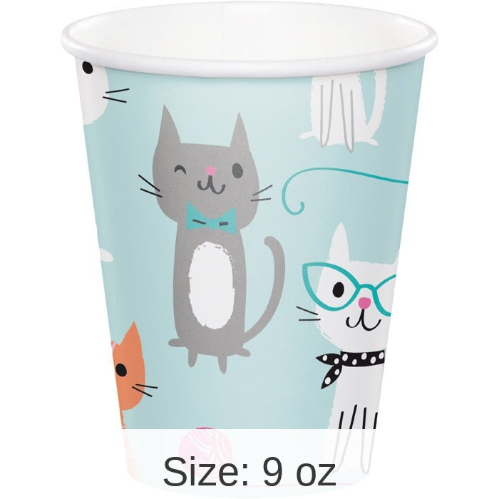 96/Case Bulk Purr-fect Cat Party 9 oz Cups