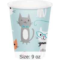 96/Case Bulk Purr-fect Cat Party 9 oz Cups