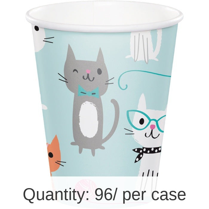 96/Case Bulk Purr-fect Cat Party 9 oz Cups