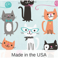 192/Case Bulk Purr-fect Cat Party Beverage Napkins