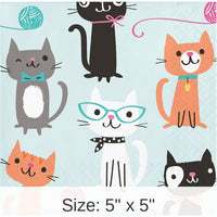 192/Case Bulk Purr-fect Cat Party Beverage Napkins