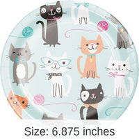 96/Case Bulk Purr-fect Cat Party Dessert Plates