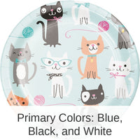 96/Case Bulk Purr-fect Cat Party Dessert Plates