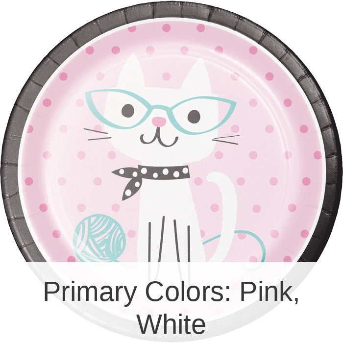 96/Case Bulk Purr-fect Cat Party Dinner Plates